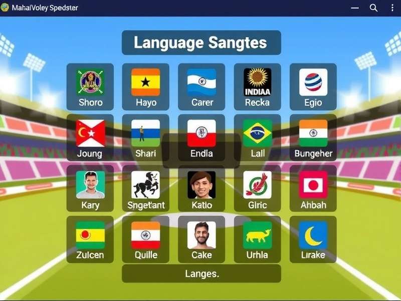 Mahal Volley Speedster language selection screen with 18 Indian languages