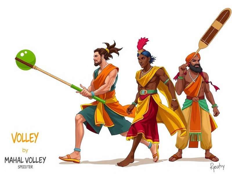 Fan art of Mahal Volley Speedster characters in traditional Indian attire
